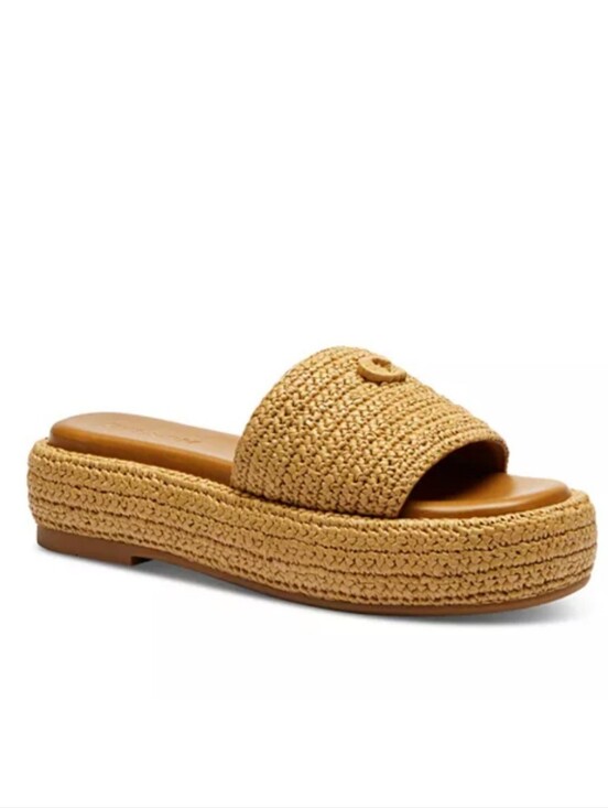 Coach Shoes - Coach Woven Slide Sandals in Natural Straw